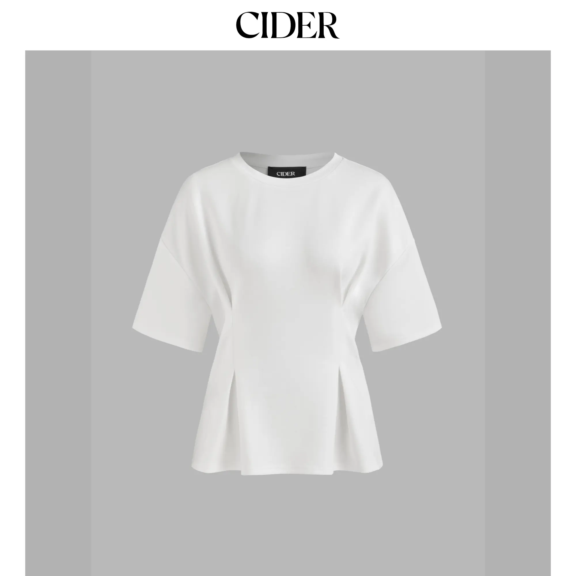 Cider [2 colors, size 0-10] Round Neck Solid Ruched Short Sleeve Tee SummerWins SummerFinds