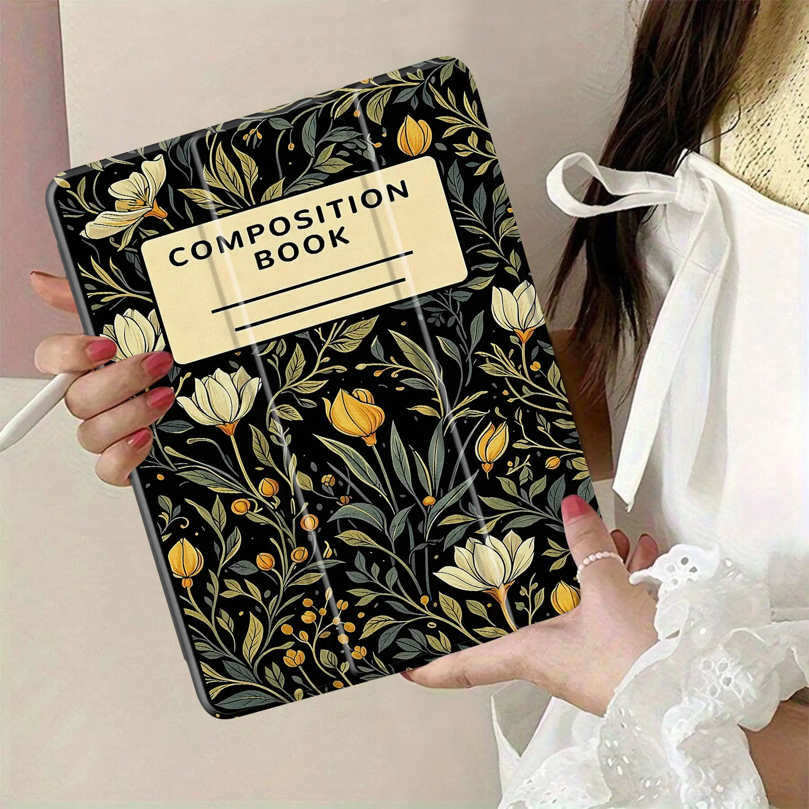 Composition Book with Floral Design, 100 Sheets, Sturdy Cover & Stylish Artwork for Notes, Journaling & Creative Writing (Ideal for Students)