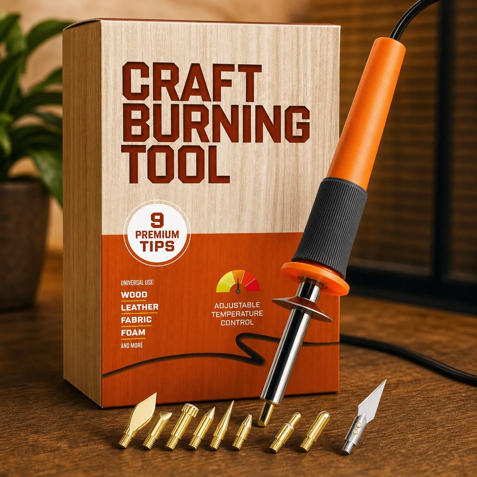 Wood Burning Tool Pen - Wood Burner Kit for Adults & Teens - Engraver, Carver, Pyrography, Woodburning - 9 Premium Tips - Adjustable Temperature ControlGift