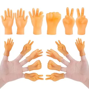 6 Counts Tiny Finger Hands, Mini Rubber Finger Puppets, Cute Little Hand Finger for Gifts and Party Favors, Gag Performance