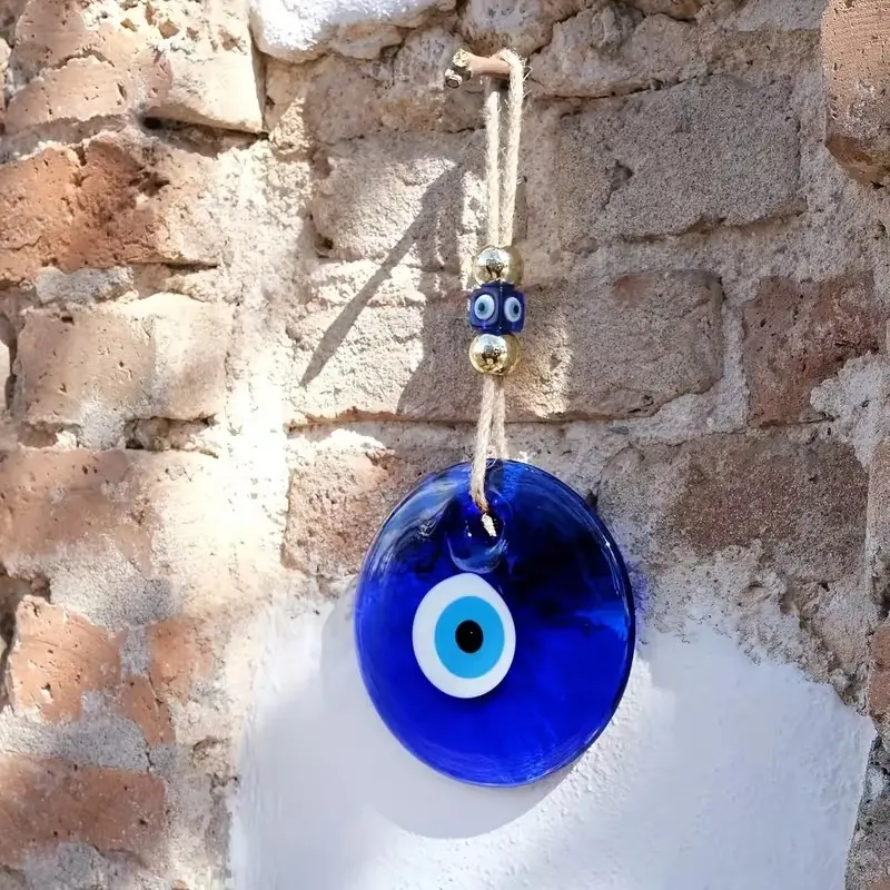 1pc Bohemian Glass Evil Eye Wall Decor, Turkish Greek Nazar Amulet for Protection & Good Luck, Evil Eye Hangable Hanging Decoration Suitable for Home, Office, Garden, Door, Greek/Roman Curse Breaker Ornament