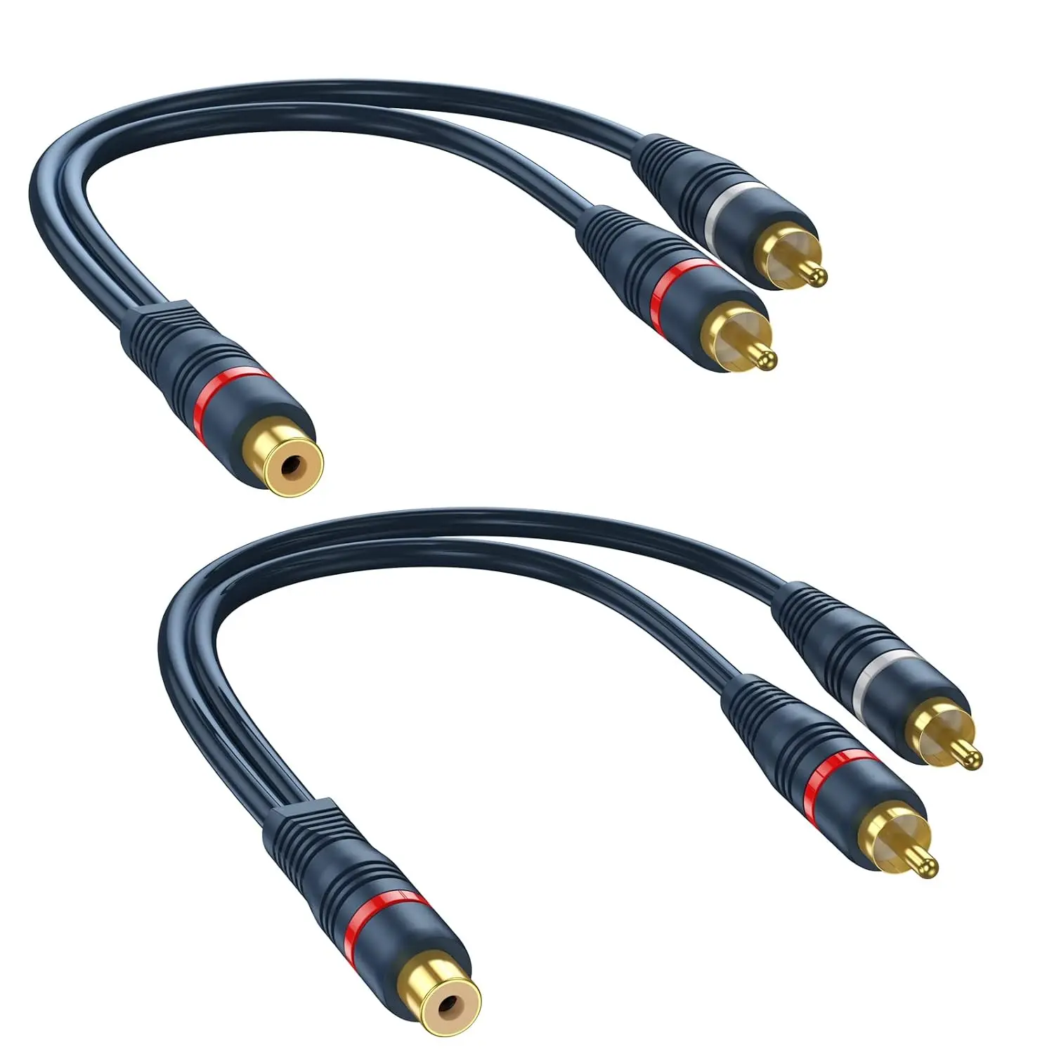 Splitter 1 Female to 2 Male 2 Pack,  Y Splitter Audio  Split Adapter Dark Blue - 8 inch