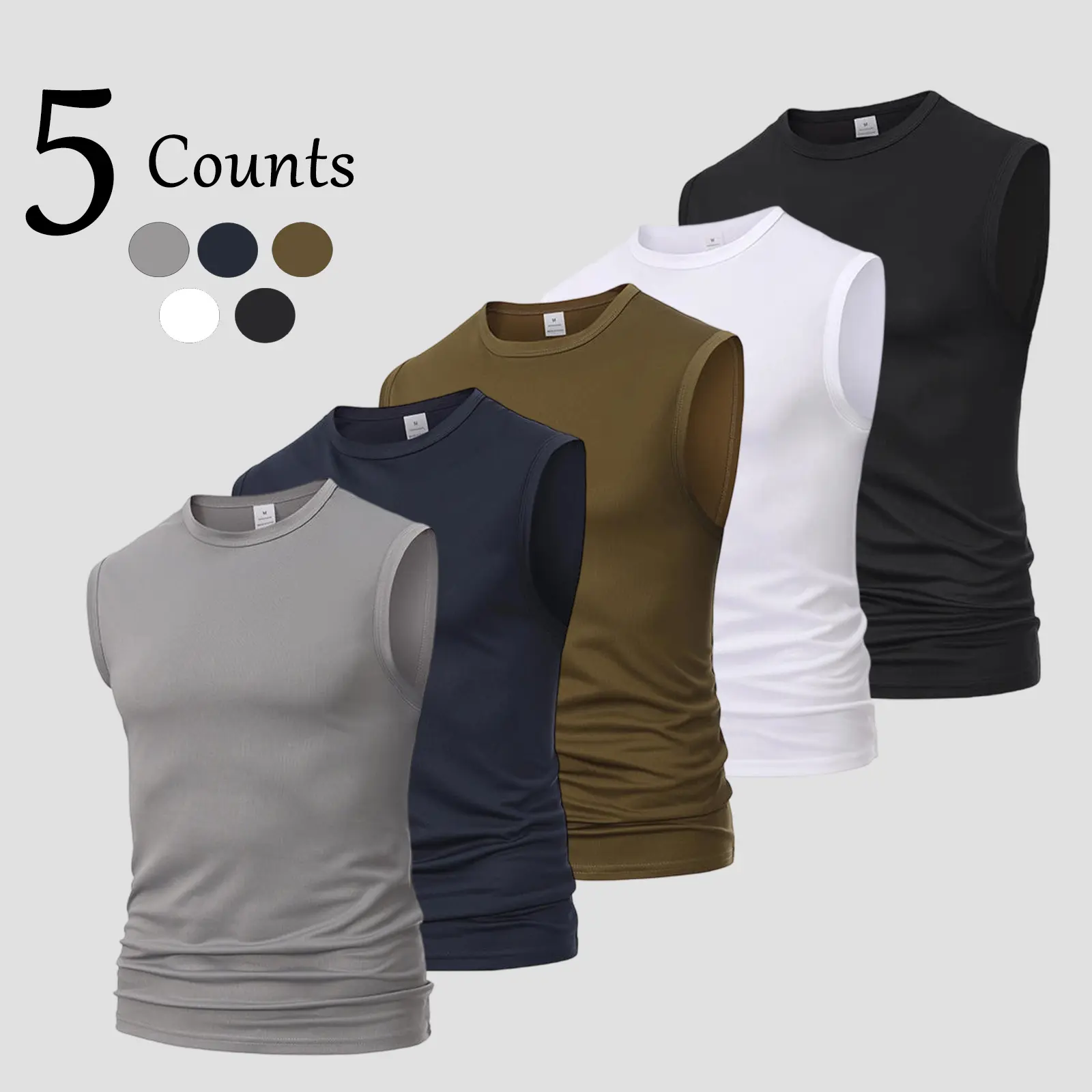 Men's Athletic Fit Tank Tops - Solid Sleeveless Muscle Tees with Quick-Dry Cooling Technology for Gym Workouts & Running, High Stretch, Breathable, Regular, Green+Navy Blue+Black, Do Not Dry Clean, Machine Washable, Sports Vest, Athletic Activewear, Activ