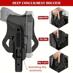 Outdoor Tactical Waist Pack - durable plastic open right-side holster with safety buckle design, suitable for Durable Outdoor Hiking, hunting, fishing and commuting - Lightweight waist belt pouch, compatible with G17/G19/G34/SW40/.357 holsters