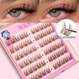 Self-Adhesive Lashes，Anime Style Dense Cartoon Eyes False Lashes, Devil Style Glue-Free Upper Lashes, 60 Pcs, Mixed Length, CC Curl, Doll Style