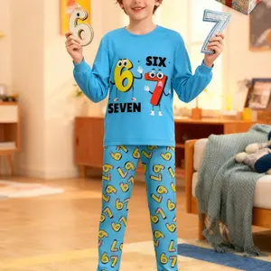 #67 Printed Long Sleeve Pants Pajama Set, Cute Cartoon Design for All Seasons, Perfect Gift for Reading Festival,Kids Valentine Pajamas,World Book Day Pajamas for Kids, Cute Storybook Style Sleepwear, School Event Outfit