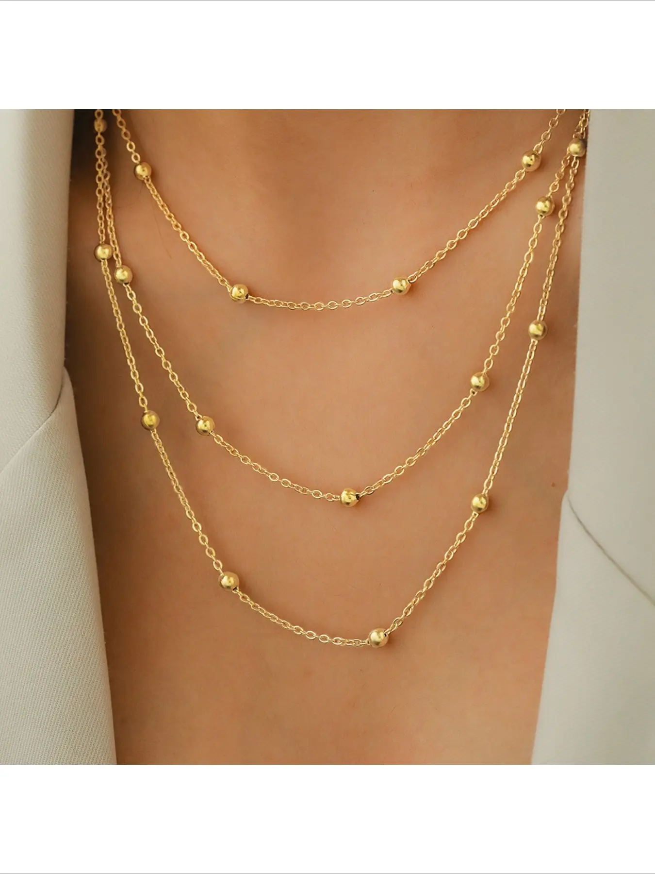 Hot Selling Bohemian Style Trendy Multi Layer Chain Necklace Beaded Chain Tassel Layered Choker Necklace