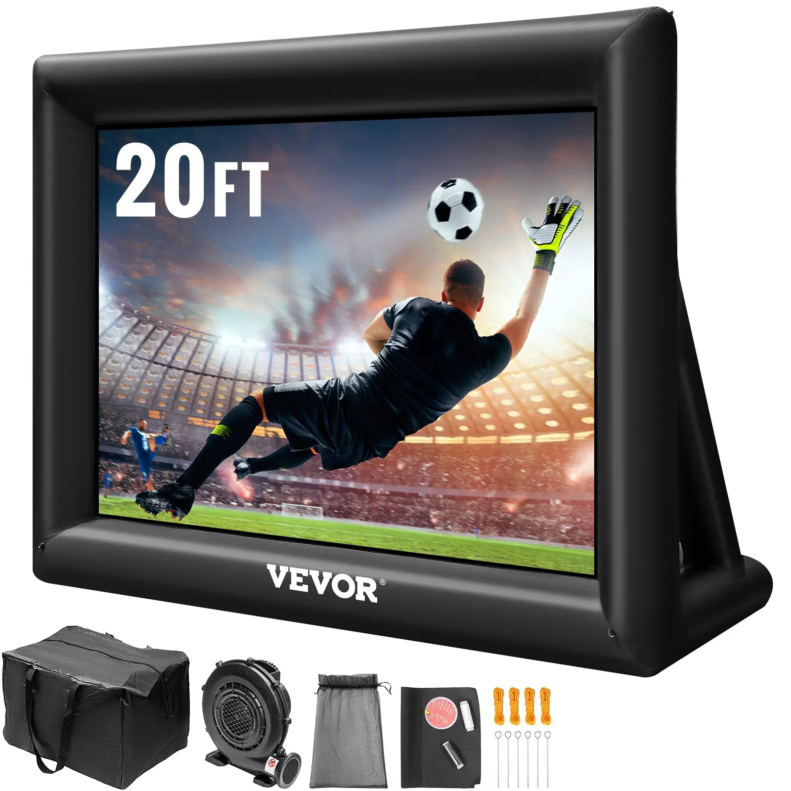 【DealsForYouDays】VEVOR Inflatable Movie Screen 20FT Inflatable Projector Screen for outside with 350W Air Blower Inflatable Screen Oxford Fabric Material Blow Up Screen for Outdoor Movie Supports Front/Rear Projectio