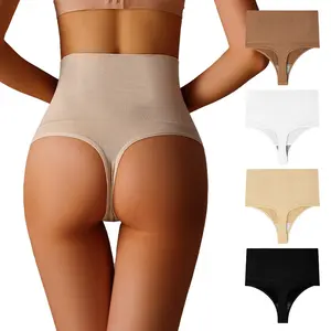 High Waist Tummy Control Shapewear Thong for Women Seamless Waist Trainer Body Shaper Panties