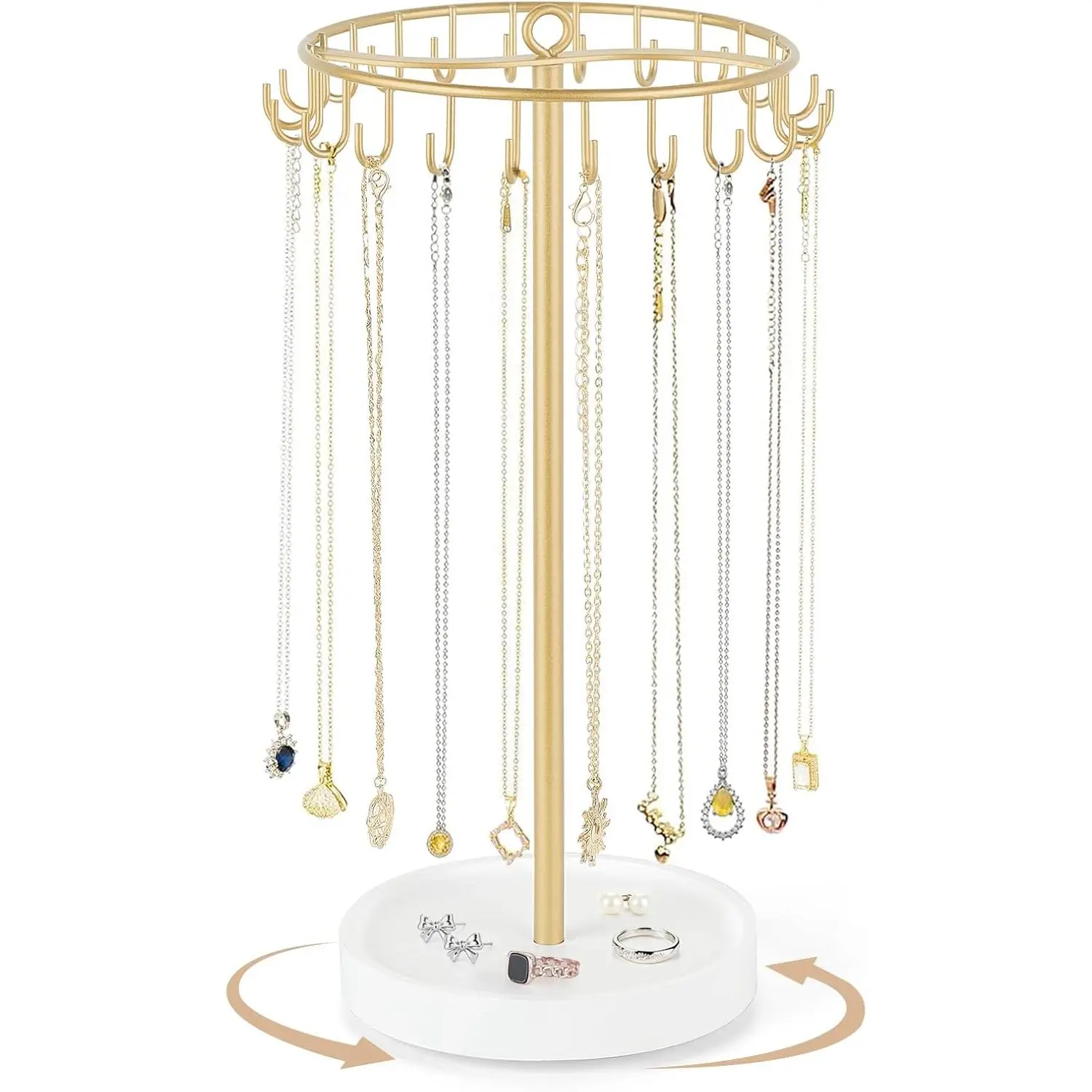 Rotating Necklace Holder,   Display Rack Organizer Stand | 360° Rotation Tree Tower, 22 Hooks , Storage for Bracelets Keychains,  Bedroom Dressing Table Decor,Women Gifts