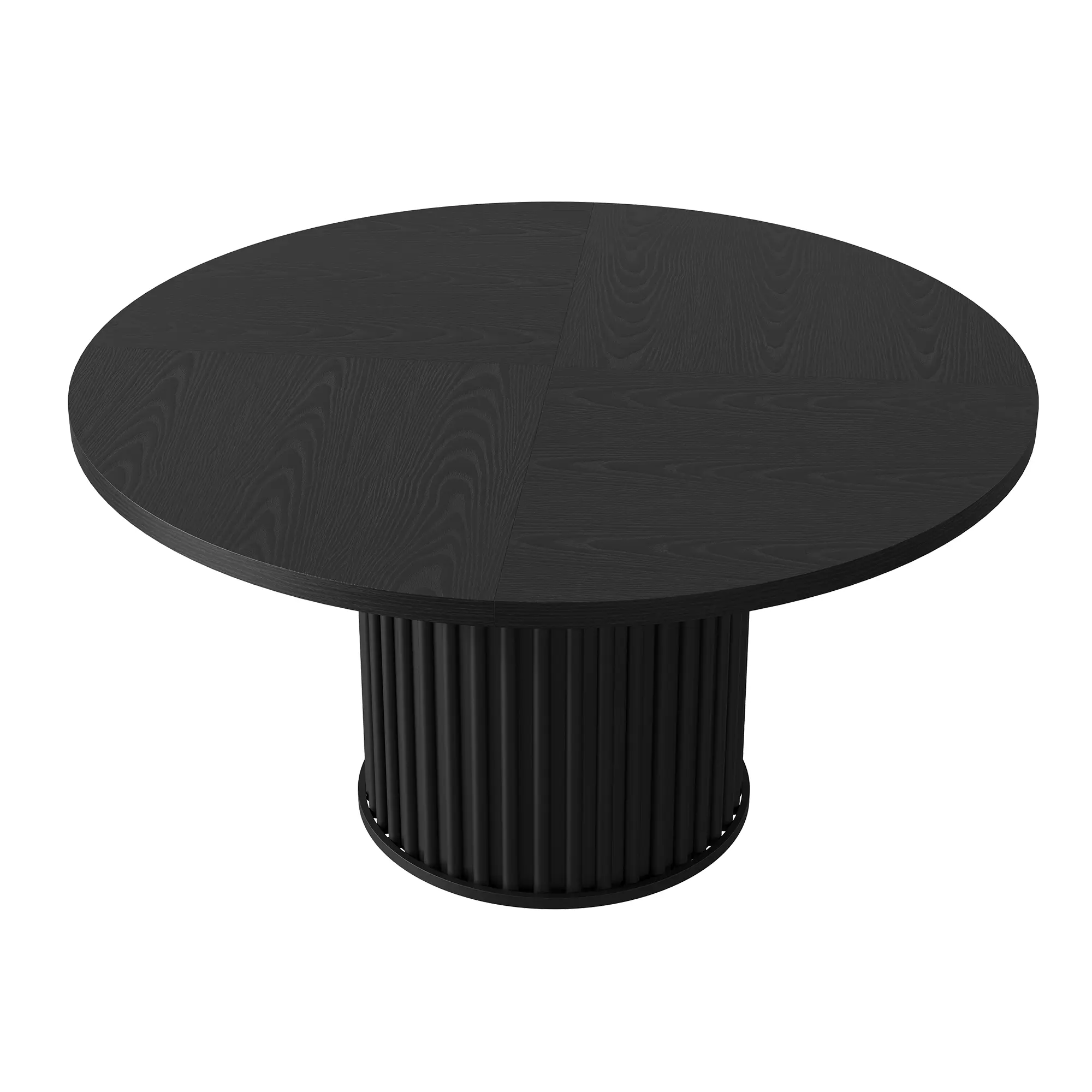 47Inch Round Dining Table for 4-6 People, Black Dining Room Table with Sturdy Waveform Pedestal Base, Industrial Circle Kitchen Table for Dining Room, Kitchen, Apartment