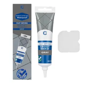 Tile Grout Repair Kit Squeeze Tube,  Drying,  Tile Grout  to Restore & Renew Tile Joints Line for Bathroom, Kitchen, Shower & Floor Tile (Grey, 8.8 oz)