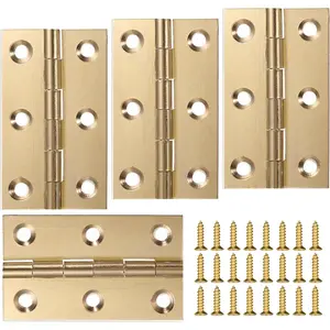 4 count 2 Inch Brass Cabinet Hinges, Mini  Small Hinges for Crafts Small Bifold  Door Hinge with Mouting Screws for  Chest  Box Cupboard
