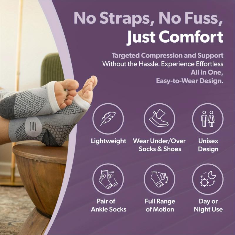 A Set of Two High-Quality Ankle Support Sleeves, Featuring Arch And Ankle Pressure Support, Open-Toe Design Socks, Suitable for Everyday Wear And Outdoor Activities, Elastic Foot Braces for Sports