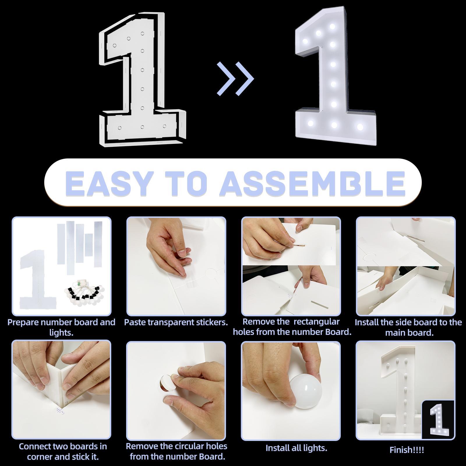 Light-Up Number & Letter (1 Set), Battery-Powered Light-Up Numbers, Giant Numbers for Birthday, Anniversary & Graduation Party Decorations, Party LED Lights