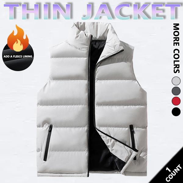 Mens Vest Jacket Warm Sleeveless Jackets Winter Waterproof black fitsZipper Coat Autumn Stand-up Collar Casual Waistcoat Brand Clothing