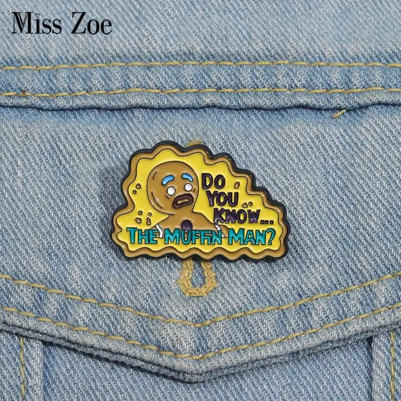 "Do You Know the Muffin Man" Unisex Enamel Pins, Custom Game Character Art Brooch Clip, Lapel Badges, Funny Fashion Clothes Accessory Gift for Friends