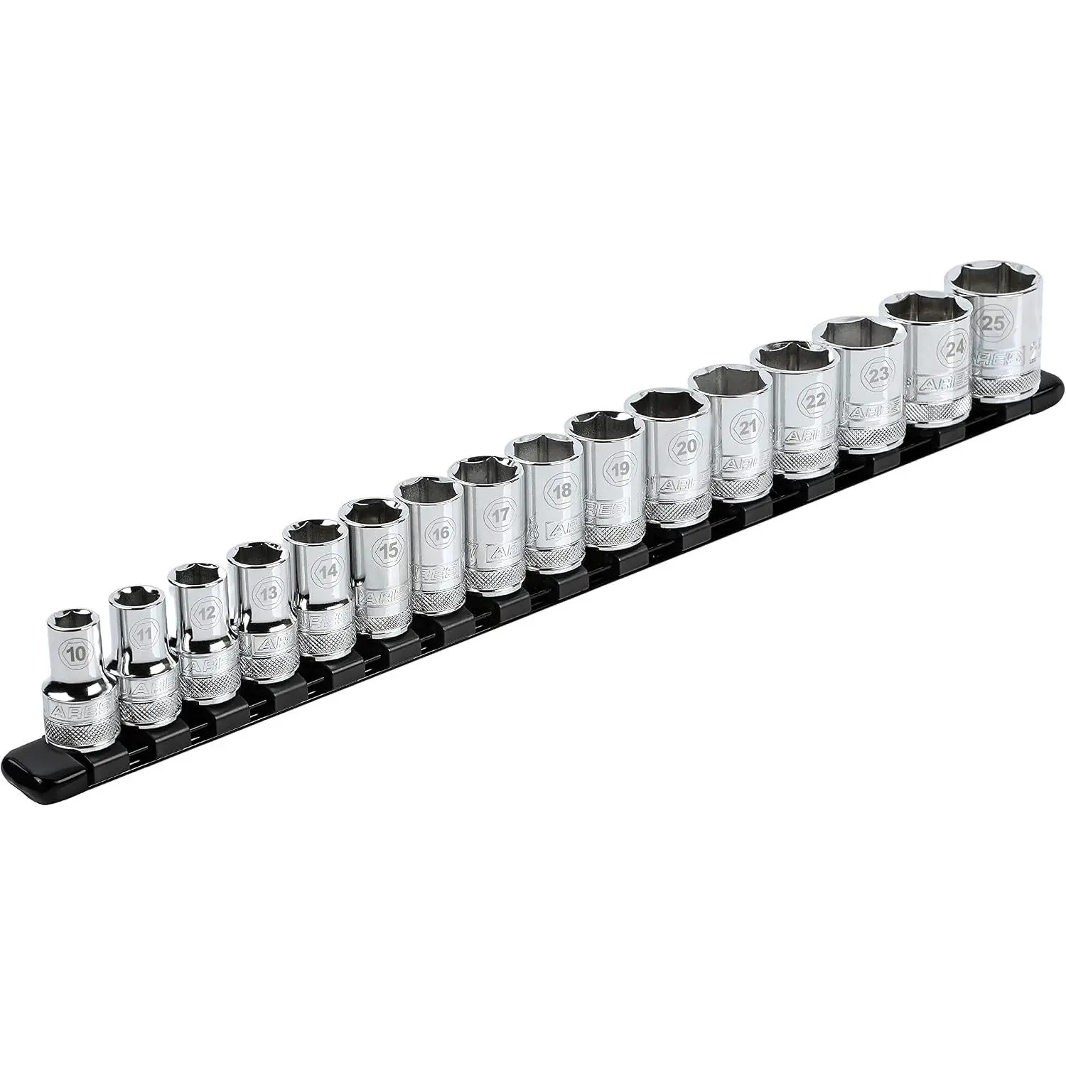 70086 1/2-In Black Socket Rail | Part No. 70086; Store up to 16 Sockets and Keep Your Tool Box Organized