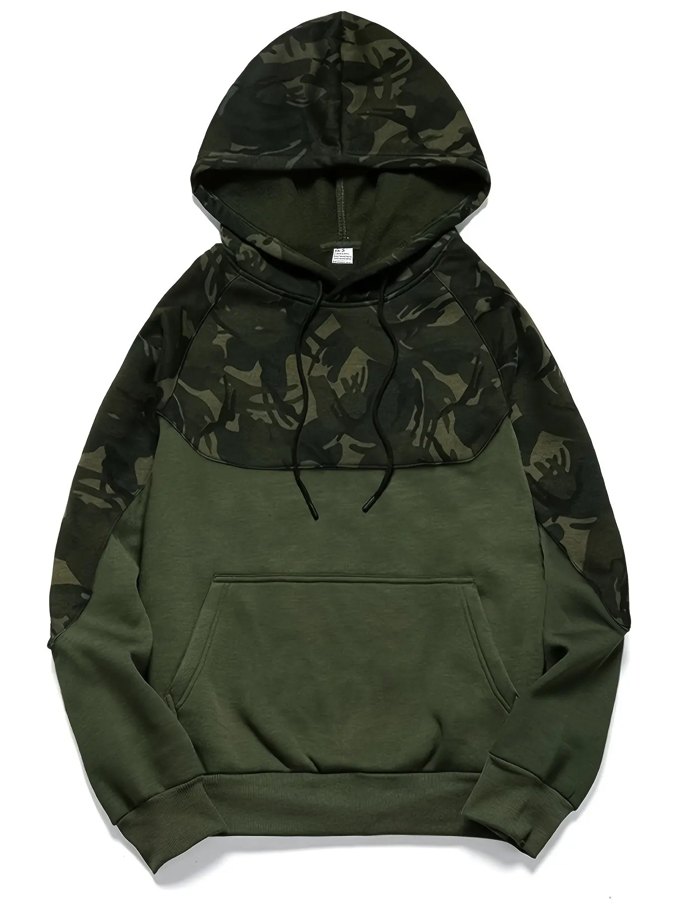 Y2K Military Camouflage Patchwork Sweatshirt, Loose Fit Pullover, Hardcore Workwear Style, Daily Outdoor Fishing Hiking Top