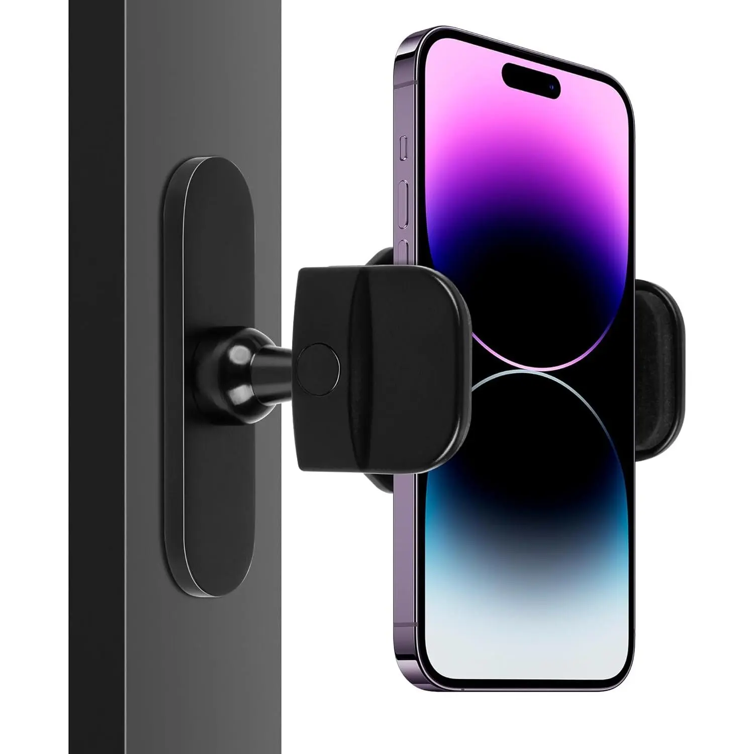 Metal Car Interior Cellphone Mount Stand, Portable Gym Mobile Accessory, 360-Degree Adjustable, Compatible with 4.7-6.5in Smartphones (Black), Accessories