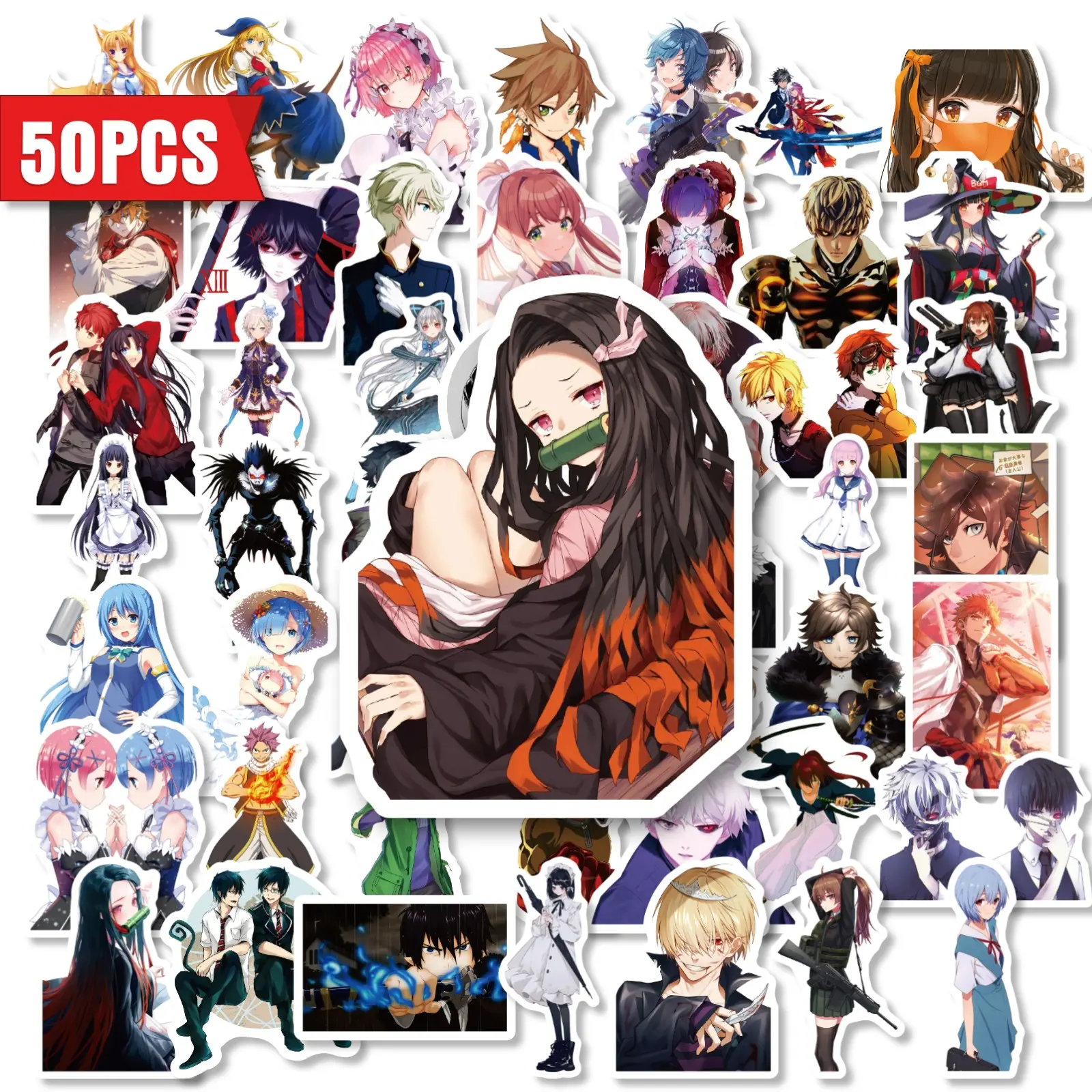 Japanese Anime Character Graffiti Stickers 50Pcs non-repeating Waterproof Cute Cartoon Decal Set for Motorcycle Helmet Suitcase Car Skateboard