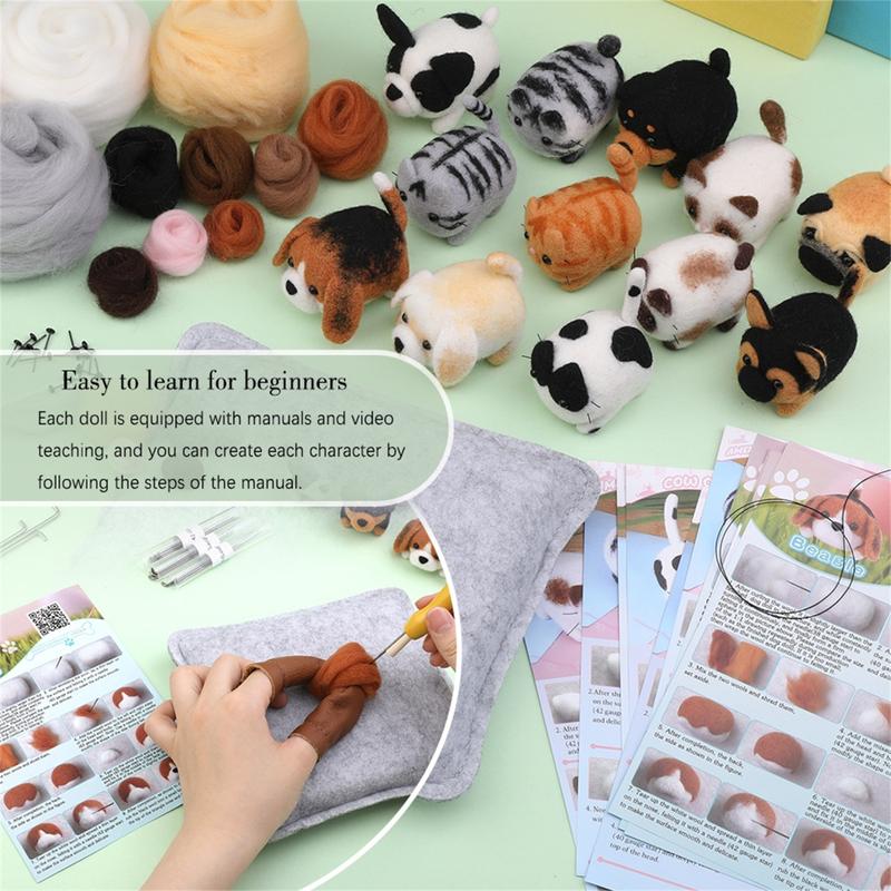 Animal Needle Felting Supplies Kits with Tools for Beginner DIY Needle Felting