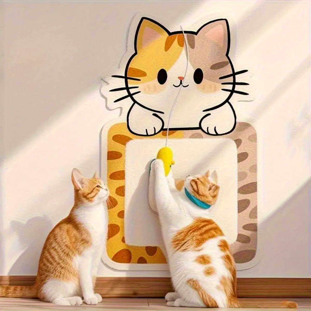 Cartoon Cat Scratcher Board Durable Anti Scratch Sticker Non Removable Adhesive Wall Decal Cat Climbing Scratch Post Mat for Indoor Cats Exercise and Scratching No Bracket Included Ideal Pet Gift Furniture Protector Accessories