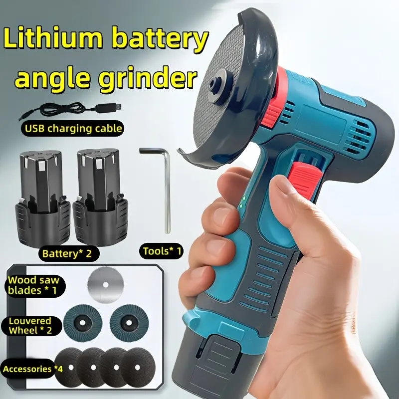 Wireless Angle Grinder Electric Tool, Portable Size Easy to Operate, Multi-Purpose Grinding Discs, Ideal for Home, Car, DIY Projects, Lightweight Metal Polishing