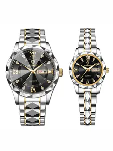 2pcs Binbond B2521 Couple Watches, Dual Calendar, Luxury Dial Design, Valentine's Day Gift, Fashion Wristwatch, Water Resistant Watch, Waterproof Quartz Watch, Quartz Analog Watches, Quartz Movement, Watch Set, Fashionable Wristwatch, High End Watch