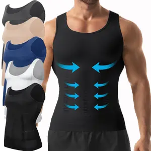 1/2 Pack Men Compression Sleeveless Tank Top, Stretch Breathable Fitted Undershirt, Slim Tummy Control Sports Vest