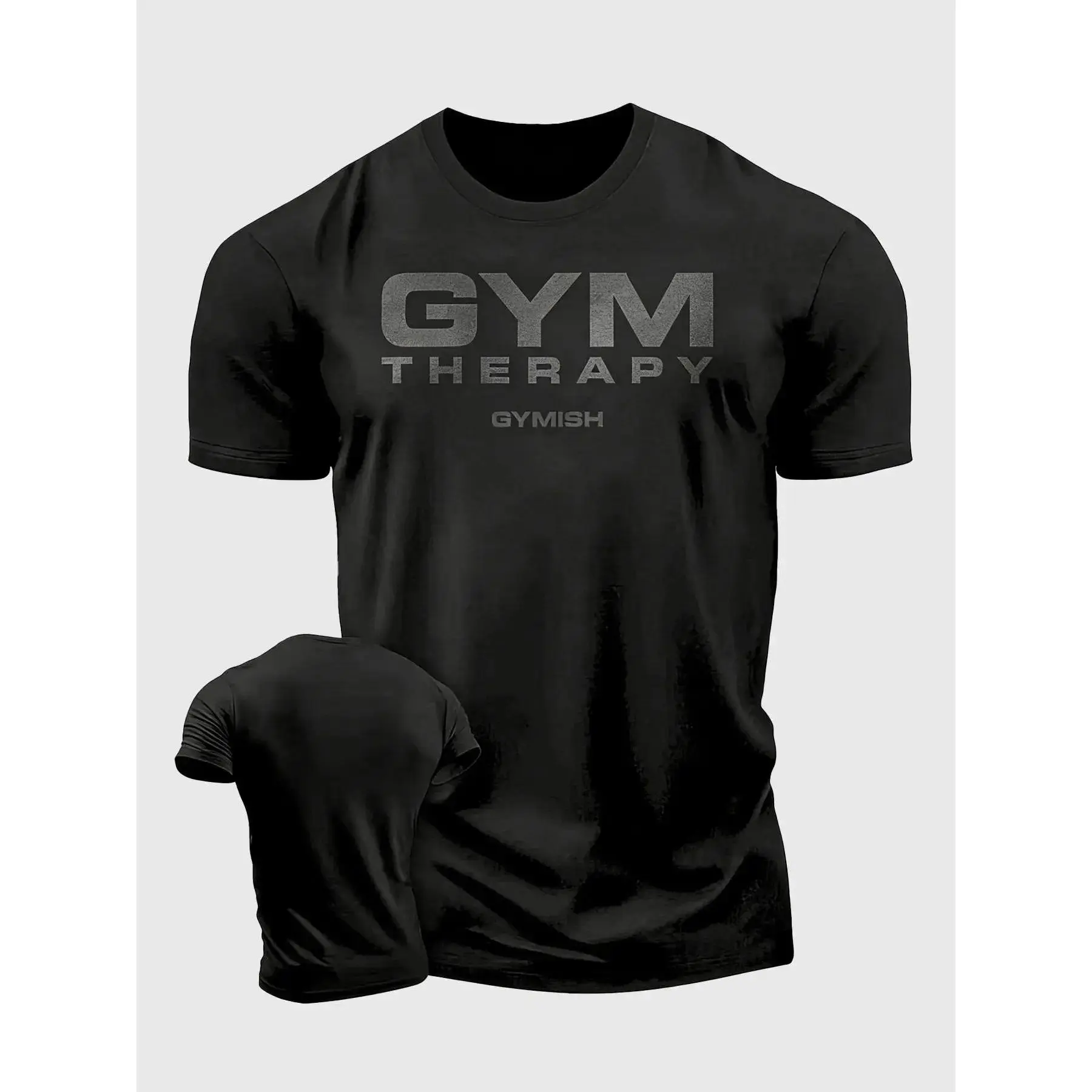 [100% Cotton] Lightweight 180gsm Unisex Men's 'Gym Therapy' Performance T-Shirt – Premium Moisture-Wicking Athletic Tee, Quick-Dry Breathable Fabric, Bodybuilding Fitness Training Top, Lightweight Workout Shirt for Gym Exercise Sports Daily Wear