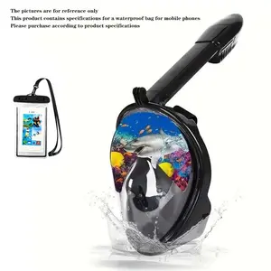 Adult Full Face Snorkel Mask, 180 Degree Panoramic View, Includes Waterproof Phone Pouch, Perfect Snorkeling Gear for Adults