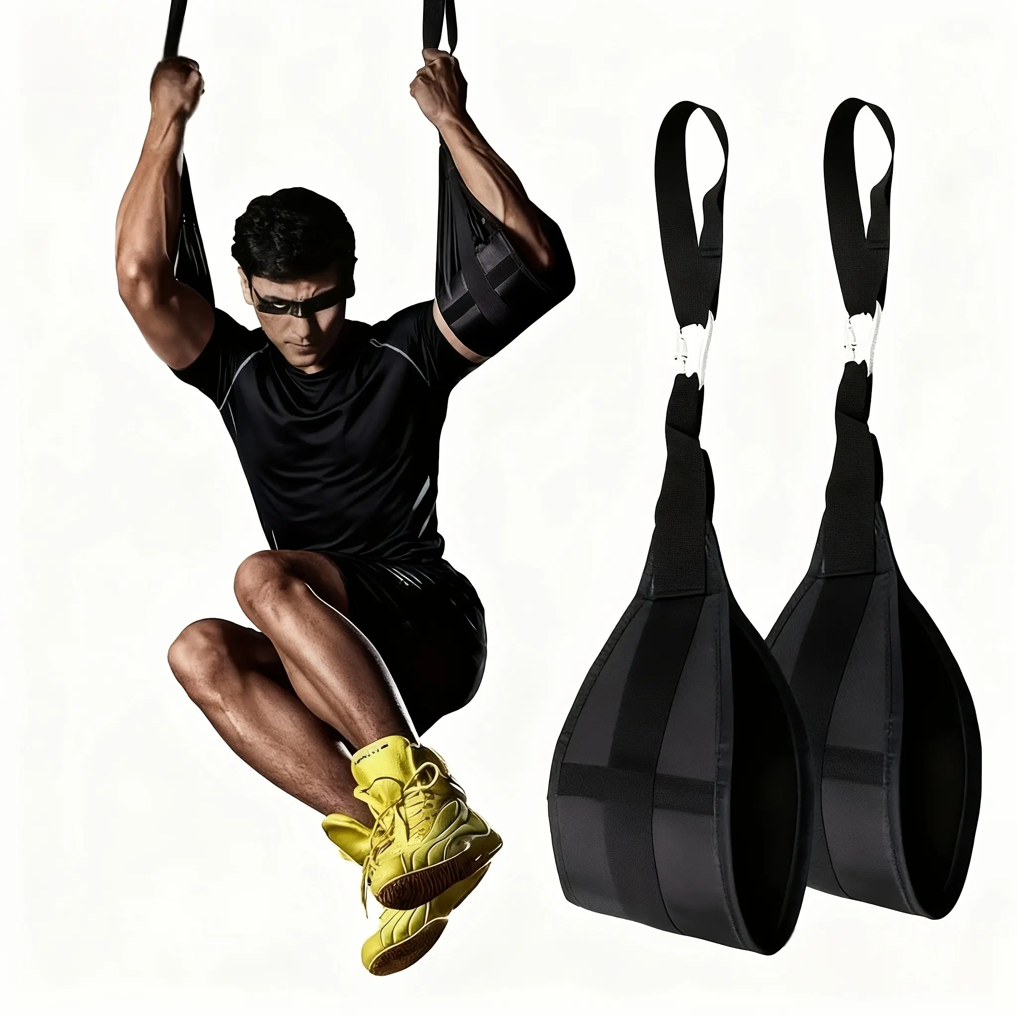 Suspension Trainer Strap with Hooks, Gym Suspension Trainer, Arm and Leg Support, Full Body Core Training, Home Fitness Equipment