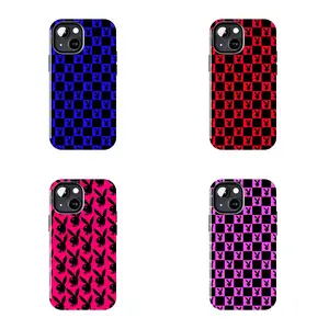 4 Styles Neon Playboy Bunny Pattern Phone Case, Slim Anti-Drop Protective Cover, Classic Playboy Design Case for iPhone 16/15/14/13/12 Pro/Plus