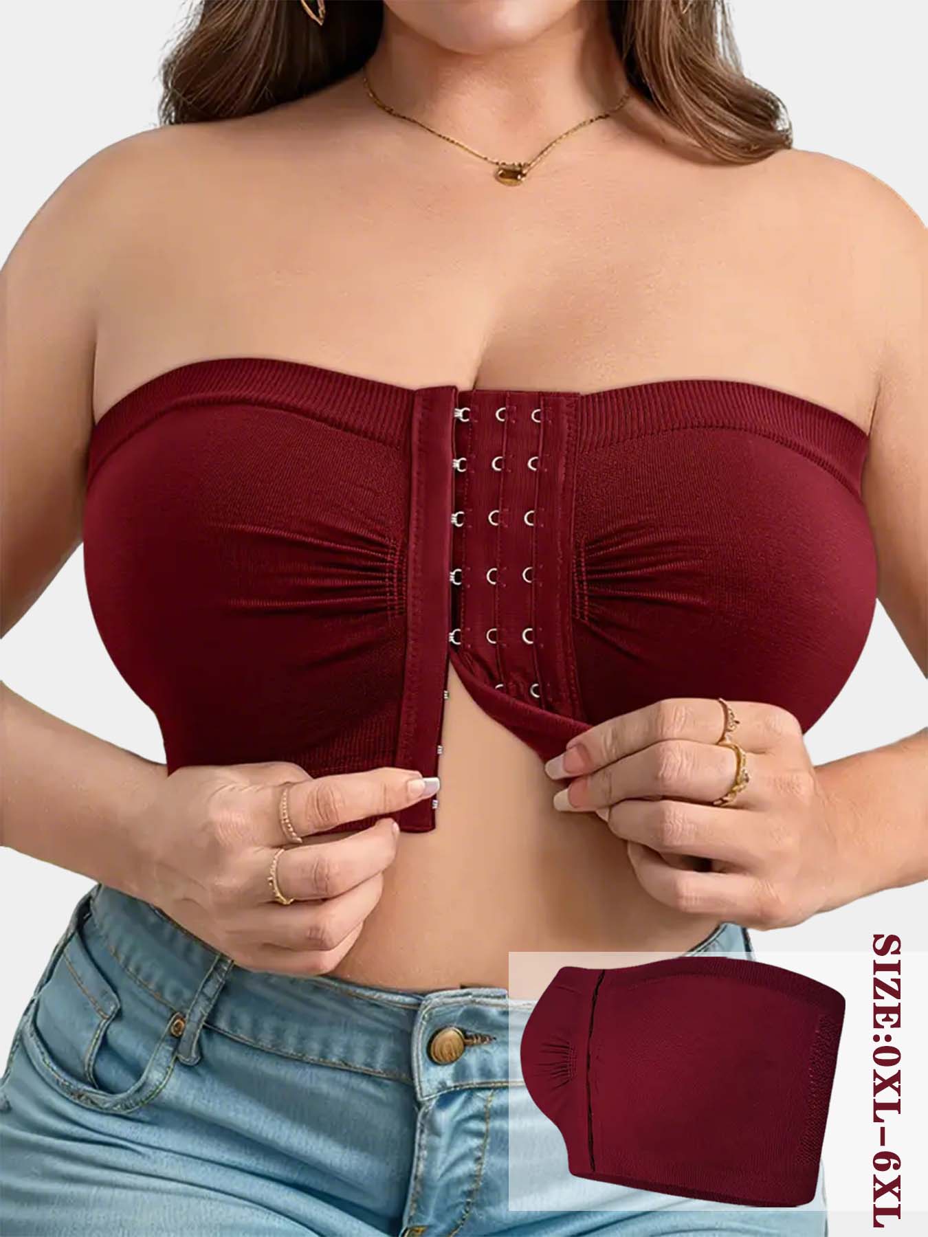 Plus Size Front Closure Wireless Bra, Comfortable Breathable Bandeau Sports Bra, Full Coverage Slimming Design, Workout Yoga Bra Plus Size Front Closure Wireless Bra, Comfortable Breathable Bandeau Sports Bra, Full Coverage Slimming Design, Workout Yoga Bra