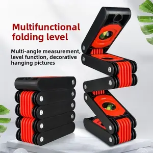 Multifunctional Aluminum Alloy Folding Level Ruler, Magnetic High Precision Level Gauge for Multi-angle & Corner Measuring