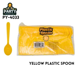 Yellow plastic disposable spoons 51 pcs party picnic household tableware