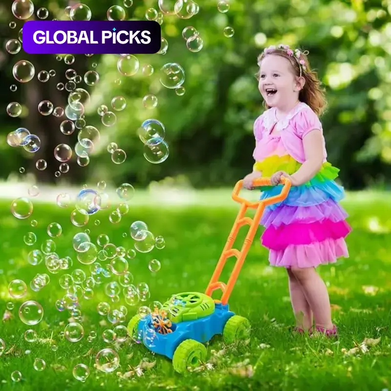 14-Piece Bubble Mower Set, Push-Along Bubble Machine, Outdoor Toy, Role Play, Birthday Gift, Party Favor, Requires Aa Batteries, Bubbles Machine