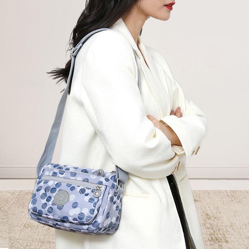 Lightweight Multi-Pocket Crossbody Bag for Women Stylish Nylon Shoulder Long Strap Bag