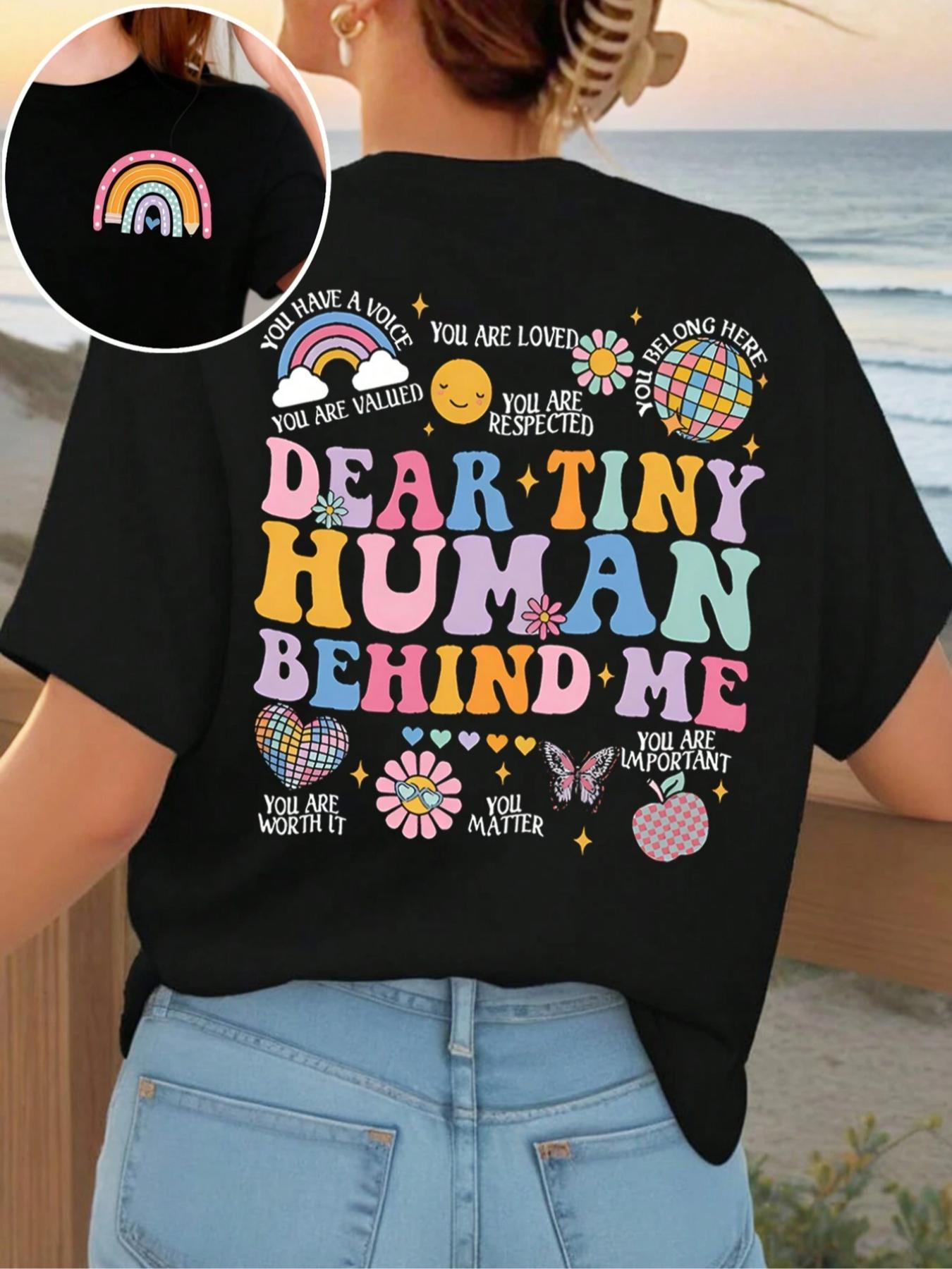 Women's Rainbow & Letter & Floral Print Round Neck Graphic Tee, T Shirts for Women, Vintage Trendy Boho Casual Summer Streetwear Short Sleeve T-shirt for Daily Wear, Ladies Summer Outfit Womenswear Apparel T Shirt Women's Rainbow & Letter & Floral Print Round Neck Graphic Tee, T Shirts for Women, Vintage Trendy Boho Casual Summer Streetwear Short Sleeve T-shirt for Daily Wear, Ladies Summer Outfit Womenswear Apparel T Shirt