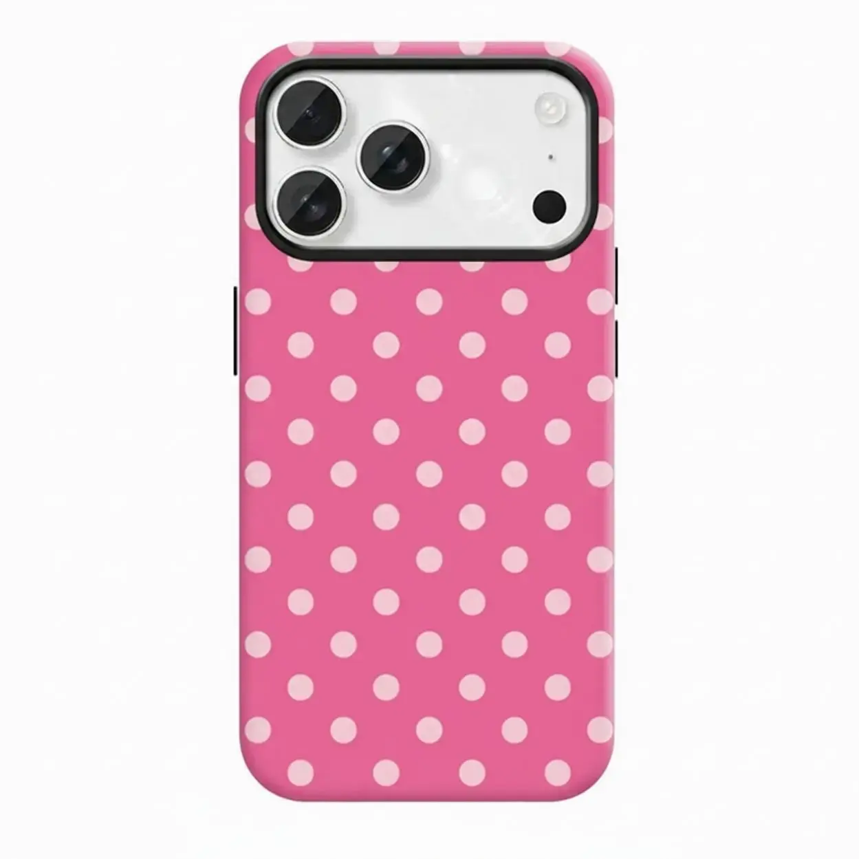 Preppy Hot Pink Polka Dot Phone Case, Cute Coquette Aesthetic Phone Cover,Hot Pink & Light Pink Polka Dot Aesthetic iPhone Case