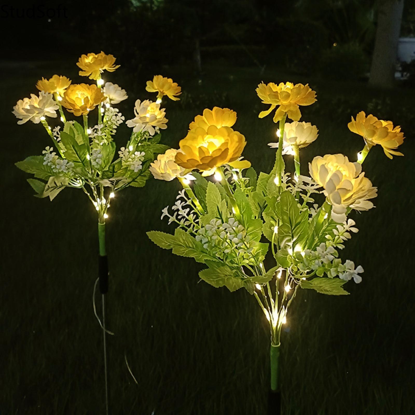 New 7-Head Solar Snow Lotus Light — Outdoor Realistic Artificial Flower Lamp, 7-Branch LED Faux Flower Ground Stake Light & Lawn Lamp
