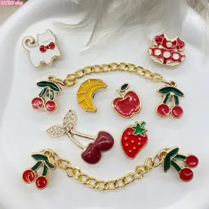 [SummerWins]Trendy Simulated Fruit Croc Charms, Cute Cherry Strawberry Decor Shoe Links, Fashion Detachable Clog Ornaments, DIY Stylish Accessories for Summer Daily Casual Sandals