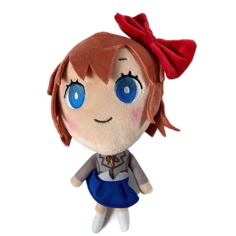 Doki Doki Literature Club 8pcs Mixed Expression Plush Doll Full Set, DDLC Psychological Horror Anime Chibi Stuffed Toy, School Uniform Character Collection Gift For Indie Game Fans