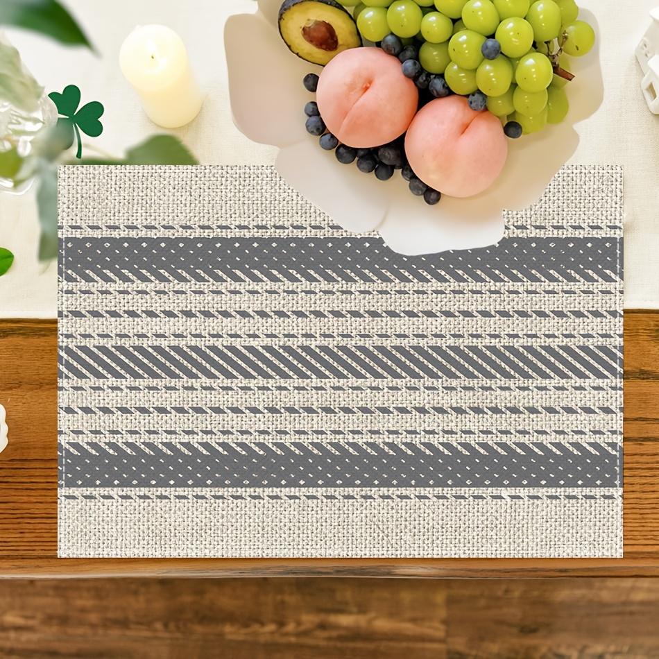 1/2/4/6/8pcspcs Linen Placemats Suitable for - Striped Rectangular Table Mats, Machine Washable & Durable Linen Table Protectors, Elegant Dining Table Decor for Kitchen, Party, Daily Use (1/2/4/6/8pcs)