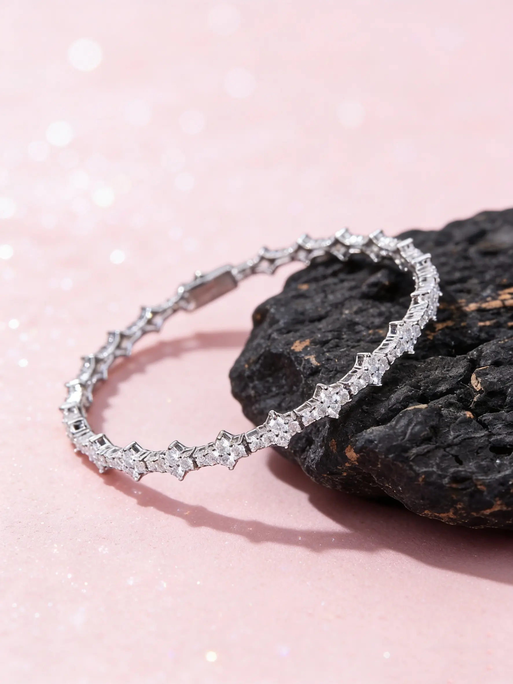 💯 Trendy Stackable Silver Tennis Bracelet – Full Pave Sparkle, Hypoallergenic, Great for Layering or Wearing Alone to Elevate Any Outfit ✨