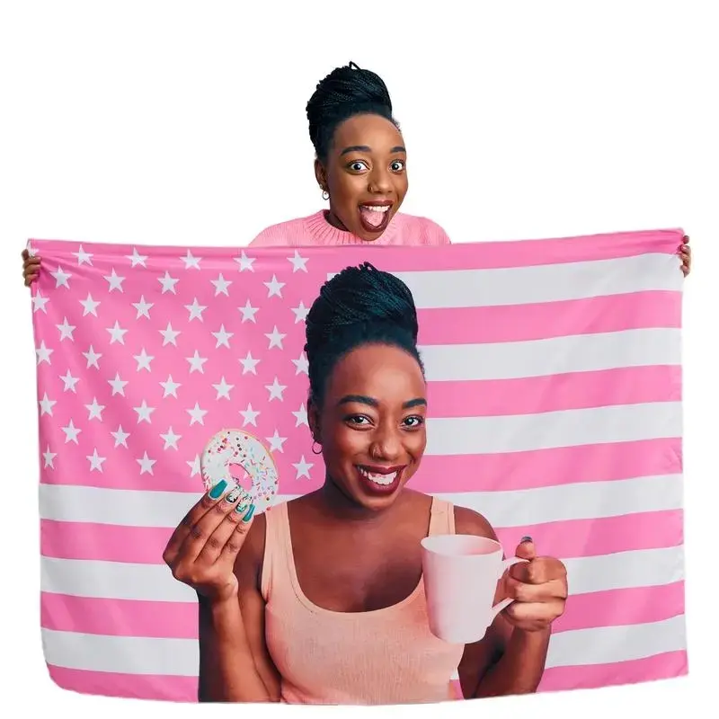 Summerwins Custom Pink American Flag Wall Tapestry - Personalized Photo Print, Design Your Image, Bright Colors, School Room Decor, Flags for Room, Unique Statement Pieces, 30x40-60x90in Indoor-Outdoor Home Supplies,sohochic