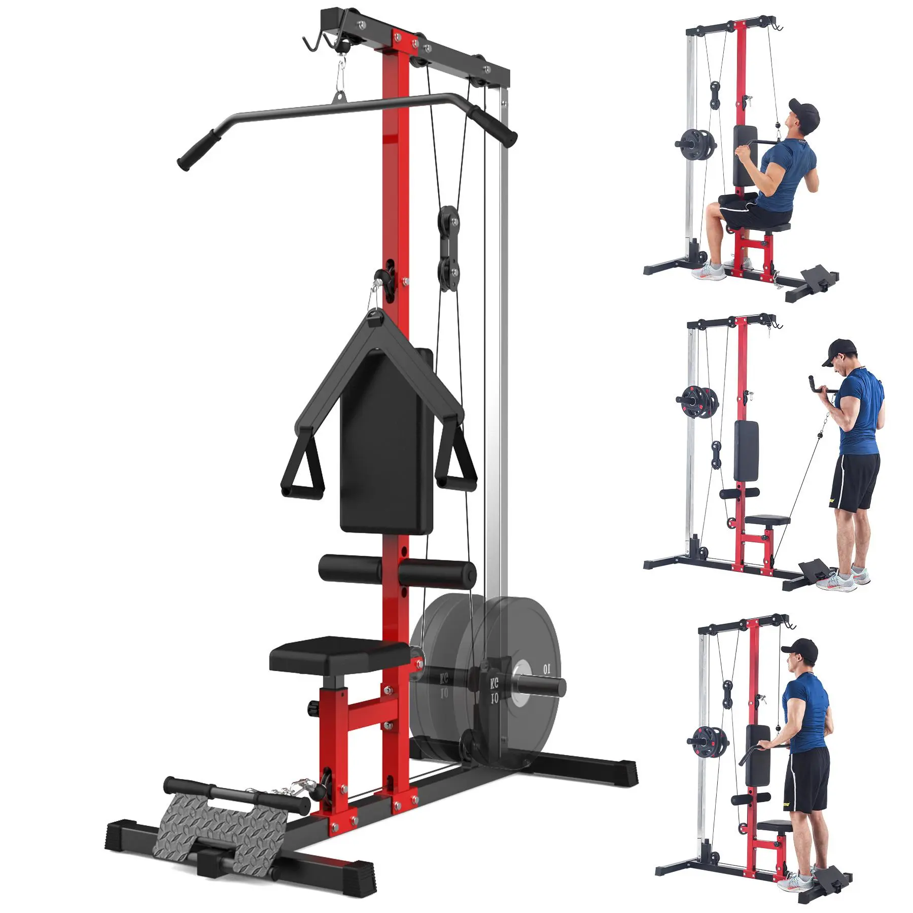 Garvee Adjustable Resistance Home Gym System - Dual Pulley Cable Machine for Full-Body Workouts, 500LBS Capacity, 20 Height Settings