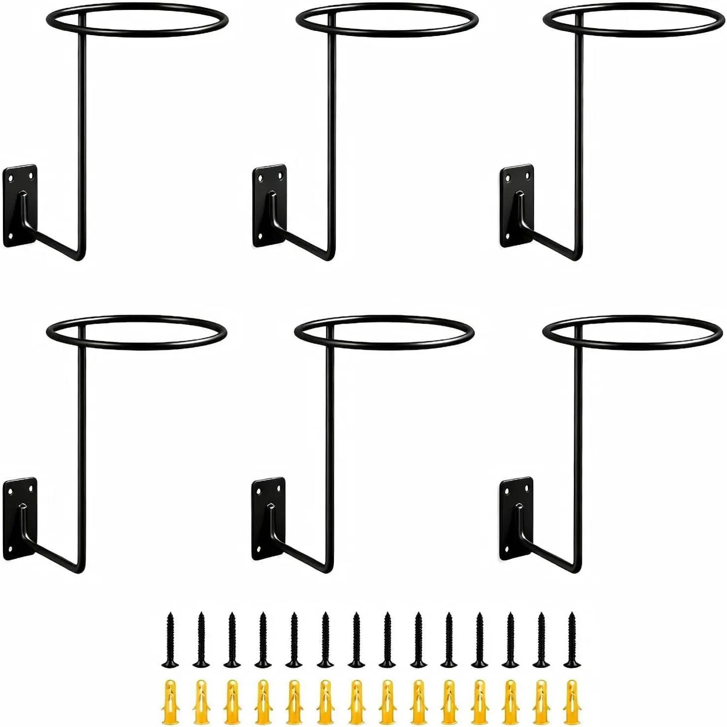 6 Pack Wall Mounted Motorcycle Helmet Holder, Metal Helmet Hanger and Ball Storage Rack for Hats, Wigs, Basketballs, Volleyballs, Footballs, Jackets and Coats