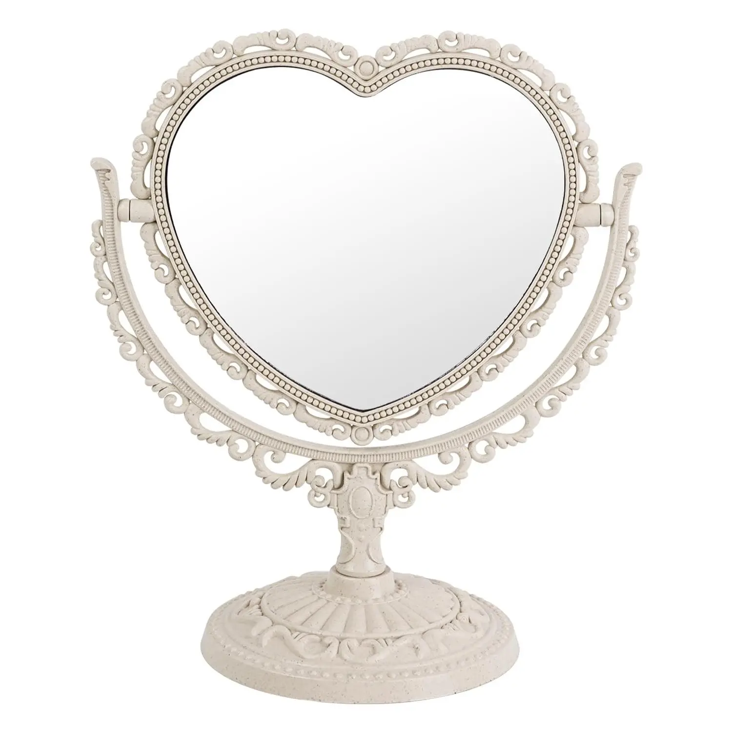 7 Inch Vintage Heart Mirror - Elegant Double Sided 360 Degree Rotation Vanity Makeup Mirror for Coquette Room DecorGift